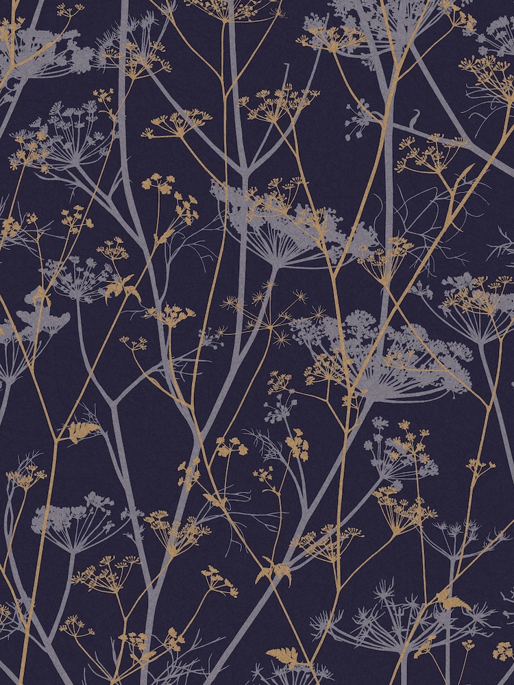 Clarissa Hulse Purple Wild Chervil Blackberry And Gold 10M Wallpaper - Image 2 of 4