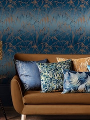 Clarissa Hulse Navy Copper Meadow Grass French 10M Wallpaper - Image 1 of 3