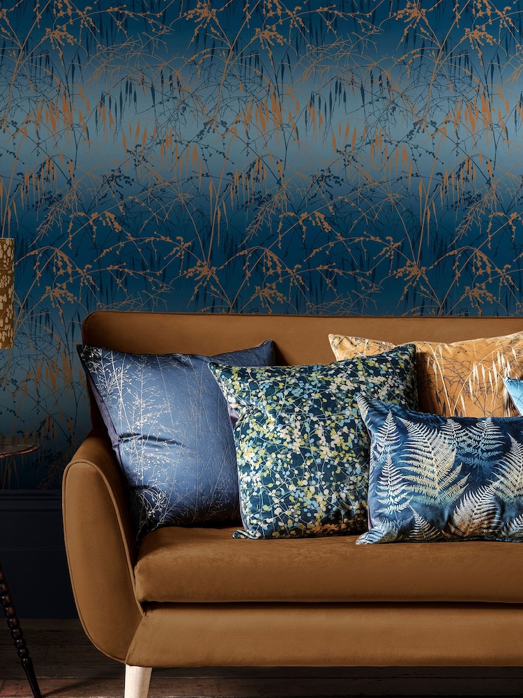 Clarissa Hulse Navy Copper Meadow Grass French 10M Wallpaper - Image 1 of 3