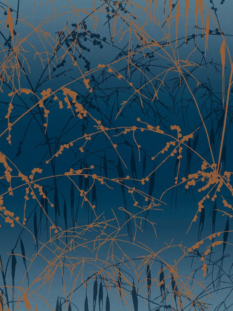 Clarissa Hulse Navy Copper Meadow Grass French 10M Wallpaper - Image 2 of 3
