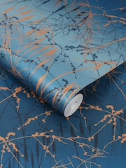 Clarissa Hulse Navy Copper Meadow Grass French 10M Wallpaper - Image 3 of 3