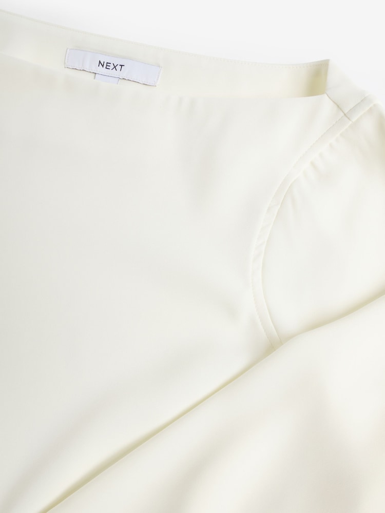 بيج فاتح - Long Sleeve Gathered Sides Blouse - صورة 10 من 10