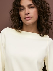 بيج فاتح - Long Sleeve Gathered Sides Blouse - صورة 5 من 10