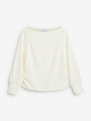 بيج فاتح - Long Sleeve Gathered Sides Blouse - صورة 7 من 10
