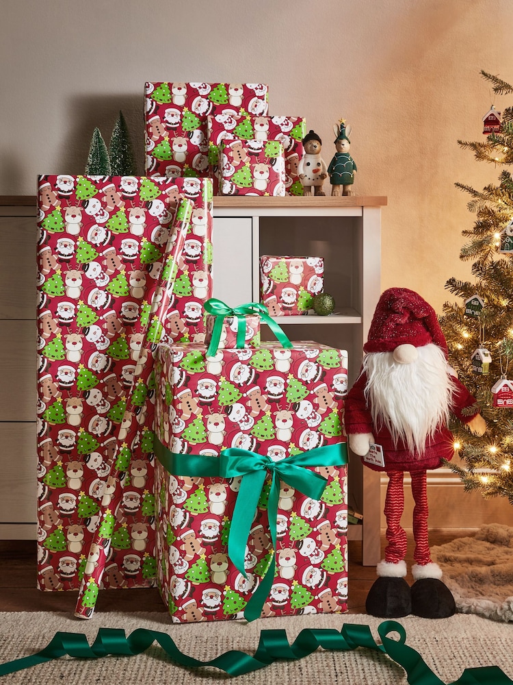 Kawai Santa Extra Wide, 10m Christmas Wrapping Paper - Image 1 of 4