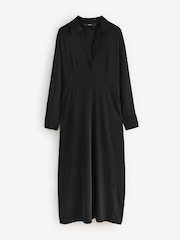 Black Long Sleeve V-Neck Midi Dress - Image 7 of 7