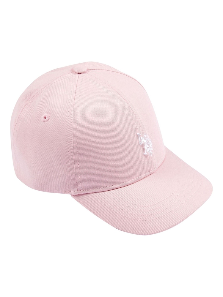 U.S. Polo Assn. Pink Girls Double Horsemen Canvas 100% Cotton Cap - Image 1 of 2