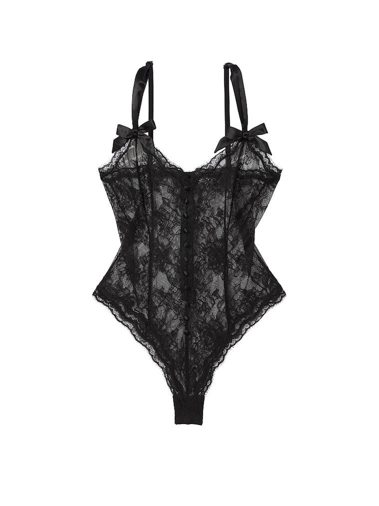 Victoria's Secret Black Archive Lace Triangle Bodysuit - Image 1 of 3