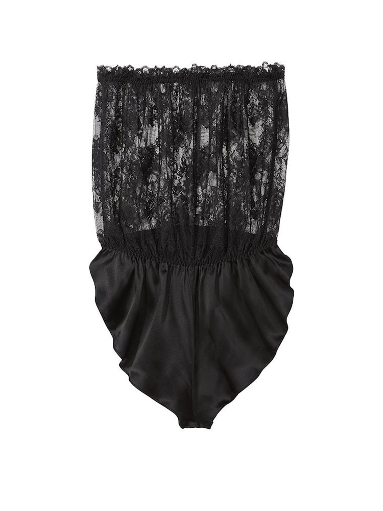 Victoria's Secret Black Archive Lace Strapless High Leg Bodysuit - Image 2 of 2