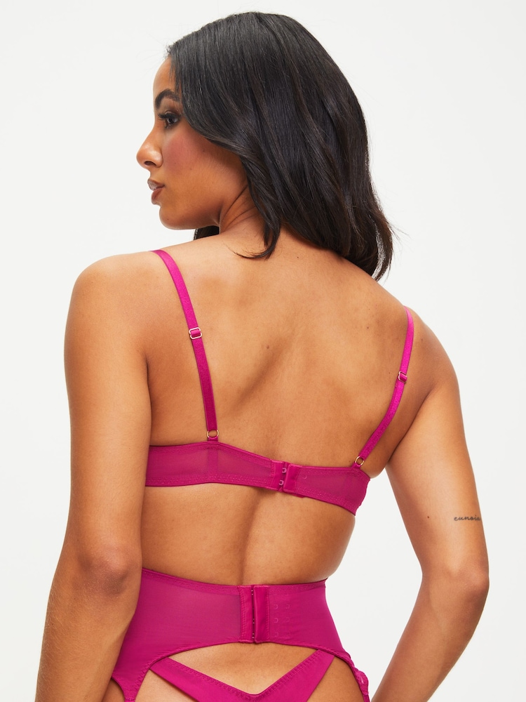 Ann Summers Pink Sumptuous Floral Lace Padded Plunge Bra - Image 2 of 5 Ann Summers Pink Sumptuous Floral Lace Padded Plunge Bra - Image 2 of 5