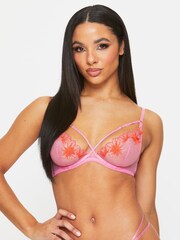 Ann Summers Pink Entrancing Floral Mesh Non Pad Plunge Bra - Image 1 of 5
