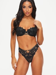 Ann Summers Black Deep Desire PU and Lace Thong - Image 3 of 5