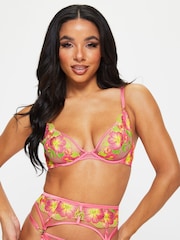 Ann Summers Pink Breeze Embroidered Non Pad Plunge Bra - Image 1 of 5
