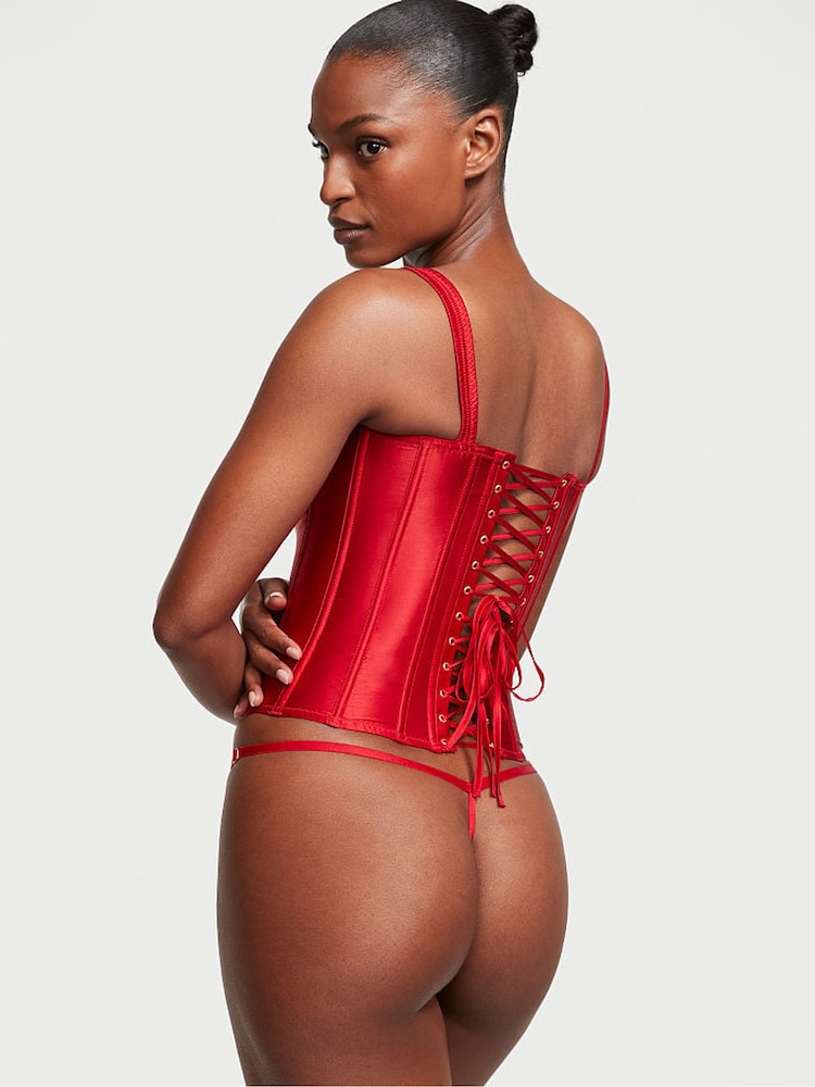 Victoria's Secret Lipstick Red Archive Satin Corset and Knicker Set - Image 2 of 3 Victoria's Secret Lipstick Red Archive Satin Corset and Knicker Set - Image 2 of 3