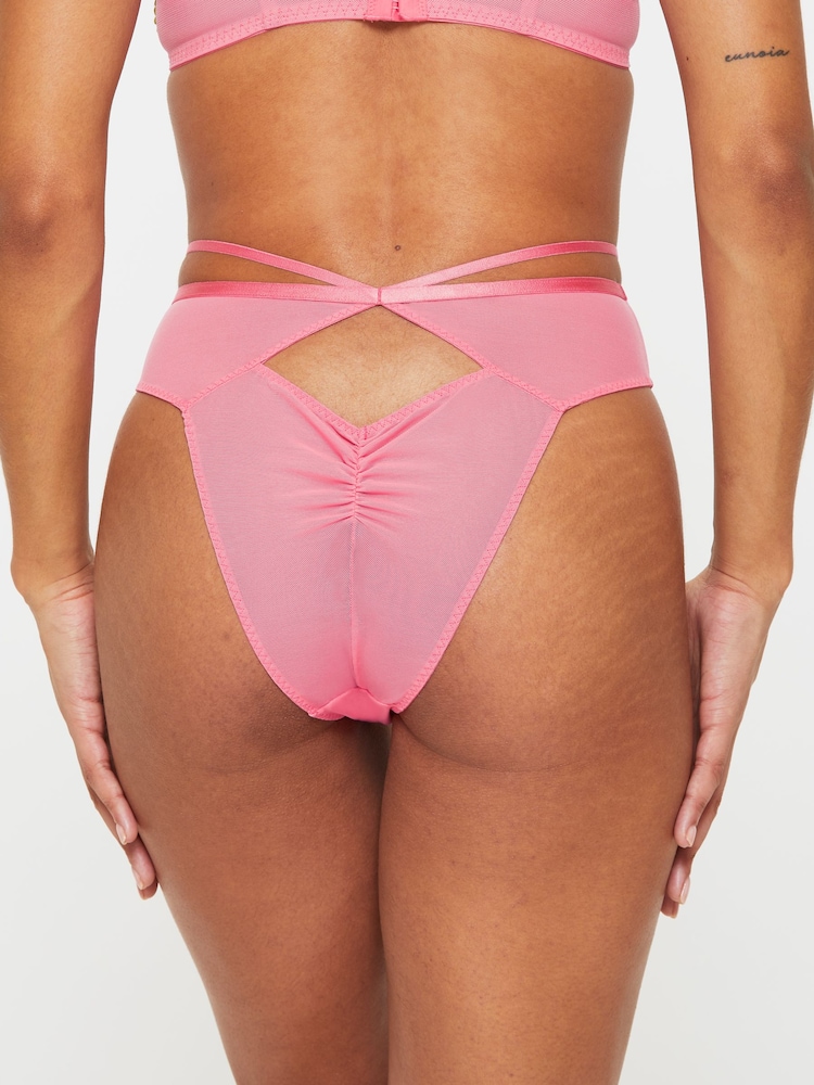 Ann Summers Pink Breeze Embroidered High Waist Brazilian Knickers - Image 2 of 5 Ann Summers Pink Breeze Embroidered High Waist Brazilian Knickers - Image 2 of 5