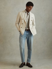 Reiss Sage/White Omar Cotton Striped Cutaway Collar Shirt - Image 3 of 6