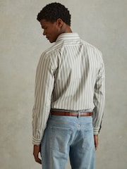 Reiss Sage/White Omar Cotton Striped Cutaway Collar Shirt - Image 5 of 6