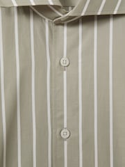 Reiss Sage/White Omar Cotton Striped Cutaway Collar Shirt - Image 6 of 6