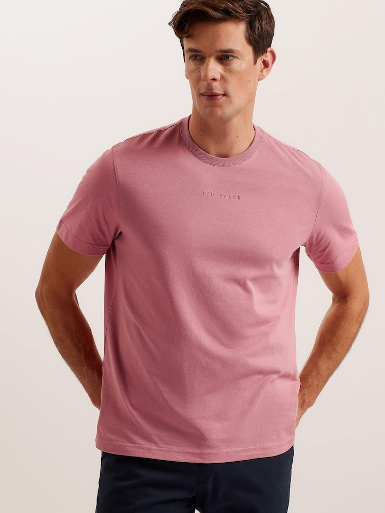Ted Baker Pink Wiskin Regular Branded T-Shirt - Image 1 of 5