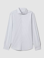 Reiss Blue/White Omar Cotton Striped Cutaway Collar Shirt - Image 2 of 6