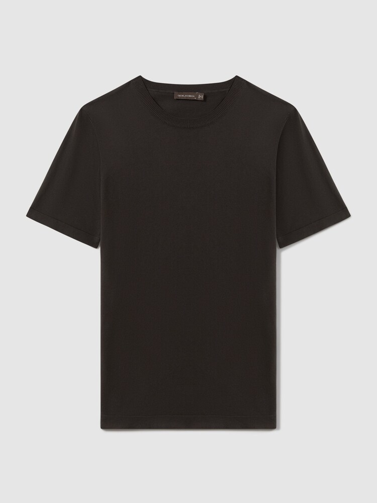Oscar Jacobson Knitted Cotton Crew Neck T-Shirt - Image 1 of 6