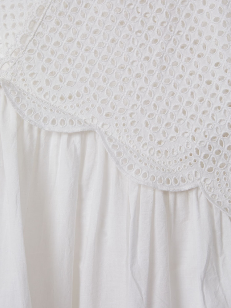 Reiss White Edie Broderie Mini Length Kaftan - Image 6 of 6