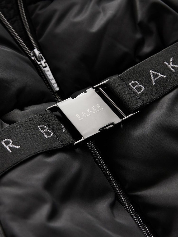 Negru - Haina căptușită Baker by Ted Baker neagră cu panou cu centură rezistentă la duș - Image 10 of 11
