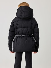 Negru - Haina căptușită Baker by Ted Baker neagră cu panou cu centură rezistentă la duș - Image 3 of 11