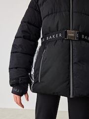 Negru - Haina căptușită Baker by Ted Baker neagră cu panou cu centură rezistentă la duș - Image 4 of 11