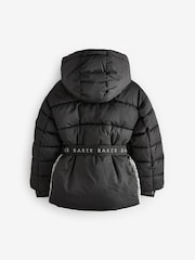 Negru - Haina căptușită Baker by Ted Baker neagră cu panou cu centură rezistentă la duș - Image 7 of 11