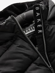 Negru - Haina căptușită Baker by Ted Baker neagră cu panou cu centură rezistentă la duș - Image 9 of 11
