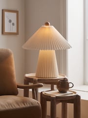 MADE.COM Cream Lila Pleated Table Lamp - Image 1 of 6