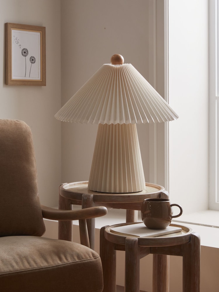 MADE.COM Cream Lila Pleated Table Lamp - Image 2 of 6