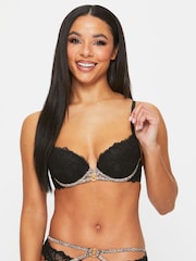 Ann Summers Black Animal Untameable Padded Plunge Bra - Image 1 of 8