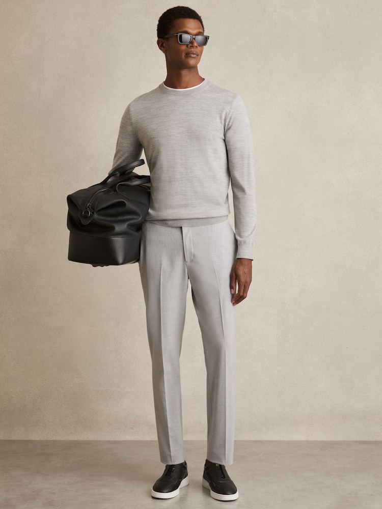 Reiss Grey Found Slim-Fit Drawstring Trousers - Image 1 of 6