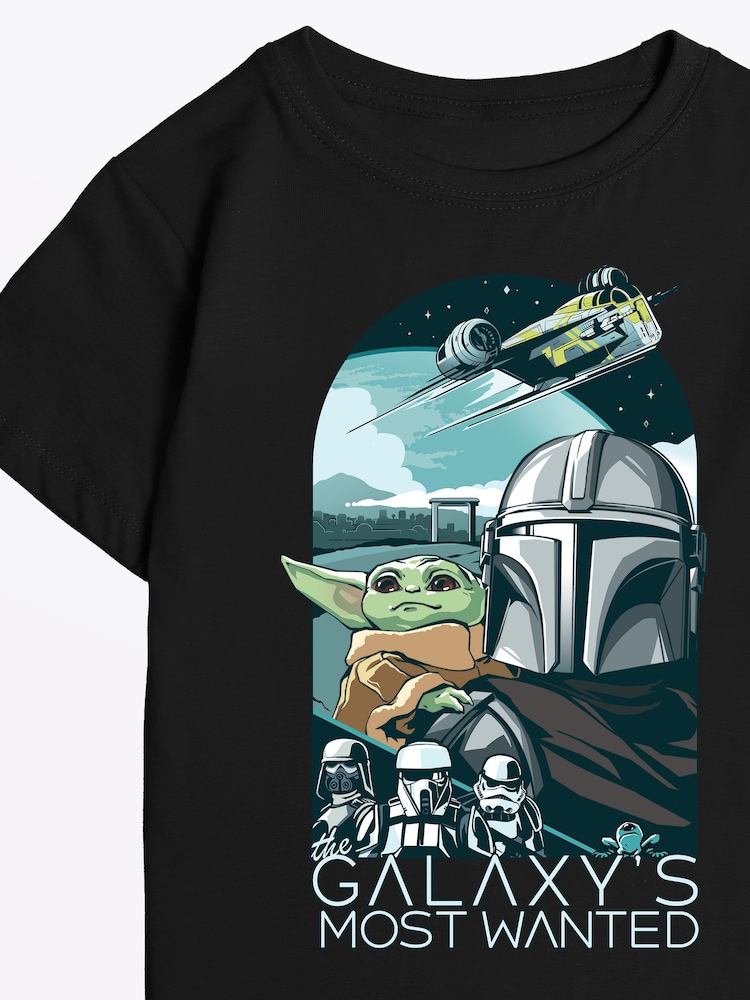 Rags & Rascals Black Star Wars Mandalorian & Grogu Galaxy T-Shirt - Image 2 of 3 Rags & Rascals Black Star Wars Mandalorian & Grogu Galaxy T-Shirt - Image 2 of 3