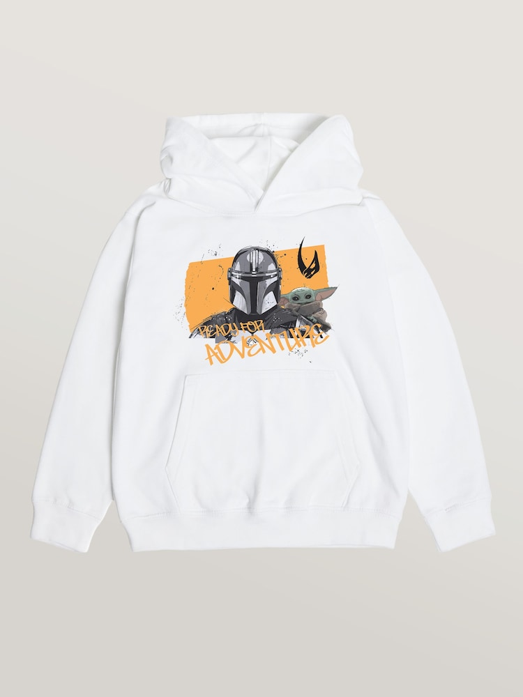 Rags & Rascals White Star Wars Mandalorian & Grogu Adventure Hoodie - Image 1 of 3 Rags & Rascals White Star Wars Mandalorian & Grogu Adventure Hoodie - Image 1 of 3