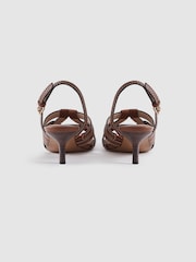 Reiss Tan Nina Leather Strappy Kitten Heels - Image 4 of 5
