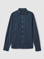 Oscar Jacobson Denim Cutaway Collar Shirt - Image 2 of 5