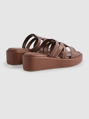 Reiss Tan Naya Leather Strappy Platform Sandals - Image 4 of 5