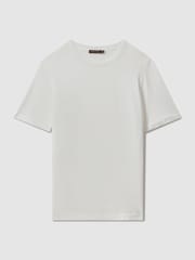 Oscar Jacobson Knitted Cotton Crew Neck T-Shirt - Image 1 of 6