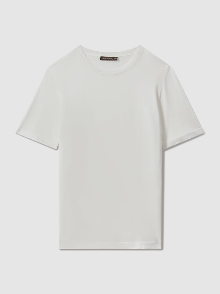 Oscar Jacobson Knitted Cotton Crew Neck T-Shirt - Image 1 of 6