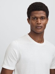 Oscar Jacobson Knitted Cotton Crew Neck T-Shirt - Image 4 of 6