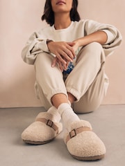 Beige Borg Buckle Mule Slippers - Image 1 of 7