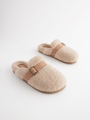 Beige Borg Buckle Mule Slippers - Image 3 of 7