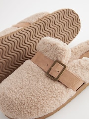 Beige Borg Buckle Mule Slippers - Image 6 of 7