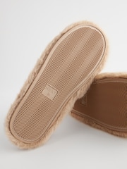 Hellbraun - Gesteppte Flatform-Slipper aus Kunstpelz - Bild 5 von 6