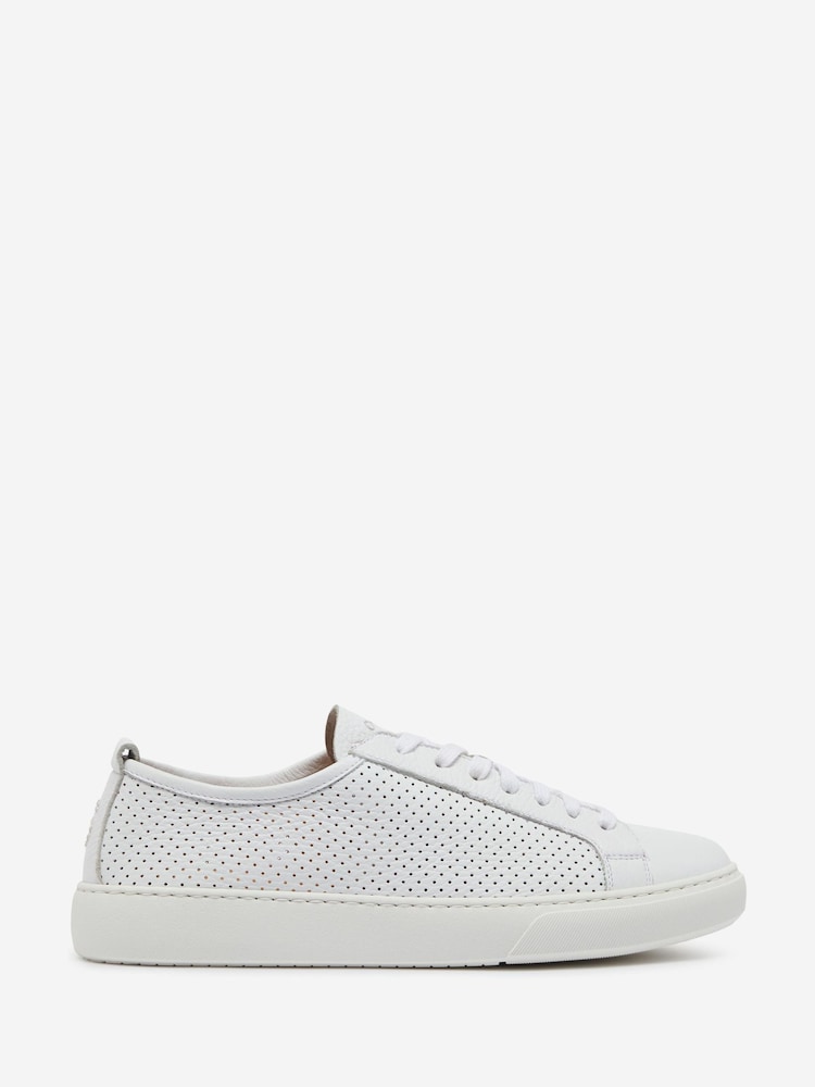 Oliver Sweeney White Perforated Deer Leather Trainers - Image 1 of 5
