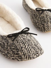 Black/White Zebra Print Faux Fur Lined Ballet Slippers - Image 6 of 8