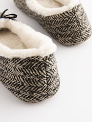 Black/White Zebra Print Faux Fur Lined Ballet Slippers - Image 7 of 8